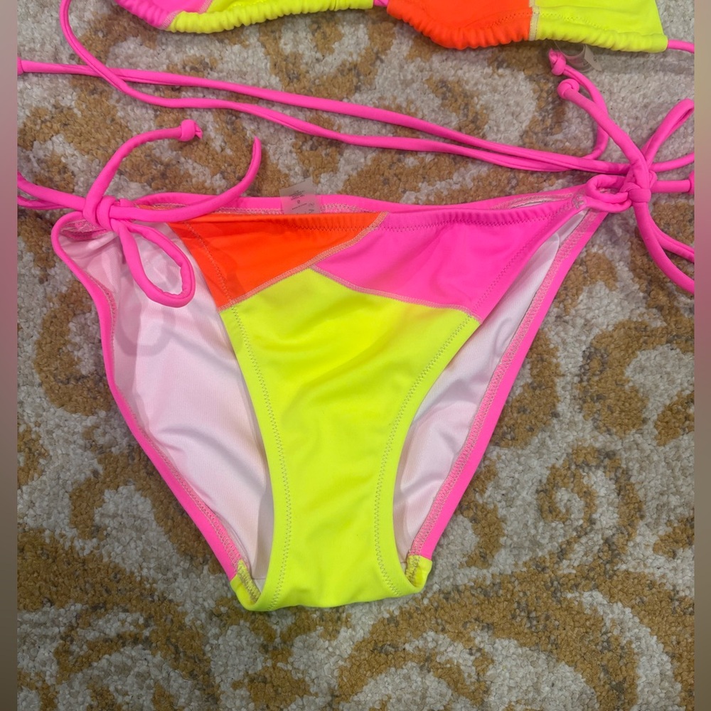 Victoria Secret Neon Colorblock Triangle String Bikini - Picture 3 of 6
